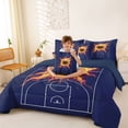 thumbnail image 3 of Castle Fairy Basketball Sport Twin Bedding 7-Piece, Sport Court Bedding Comforter Set, Navy Gold Orange,Navy Blue Reversible, 3 of 7