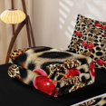 thumbnail image 5 of Manfei Brown Leopard Print Zipper Twin Comforter Sets with Fitted Sheet and 2 Pillowcases For Kids,Red Cute Cherry Print Zipper Bedding Set For Girls,Black Reversible,4-Piece, 5 of 7