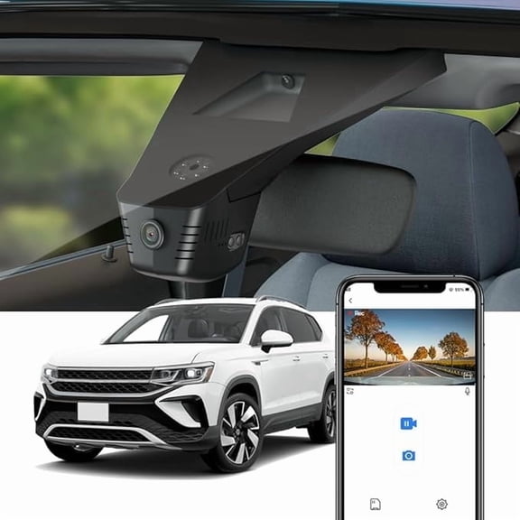 Fitcamx 4K Dash Cam Suitable for VW Taos 2020-2026 S SE Black SEL (HD2-D5100), OEM Look, Built-in WiFi & APP, Parking Sensor, 64GB Card