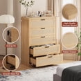 thumbnail image 6 of Danolapsi 5 Drawer Rattan Dresser for Bedroom, 47.24” Tall Dresser with Power Outlets, Wood Dresser Chest of Drawers with Metal Handles for Living Room Closet Hallway Entryway, 6 of 7