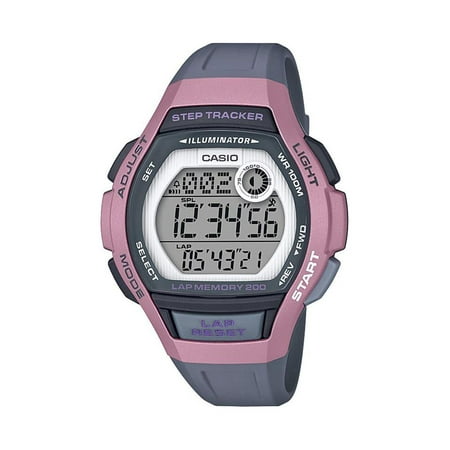 Casio Women's Step Tracker Watch, Gray/Pink LWS2000H-4AV
