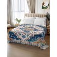 thumbnail image 2 of Navy Blue Yellow Flat Sheet Only Twin Size, Soft Breathable Bed Top Sheets for Mattress, Boho Southwestern Ethnic Mexican Flowers Luxury Bedding Flat Sheets for Home Hotel Bedroom Bed Protection, 2 of 9