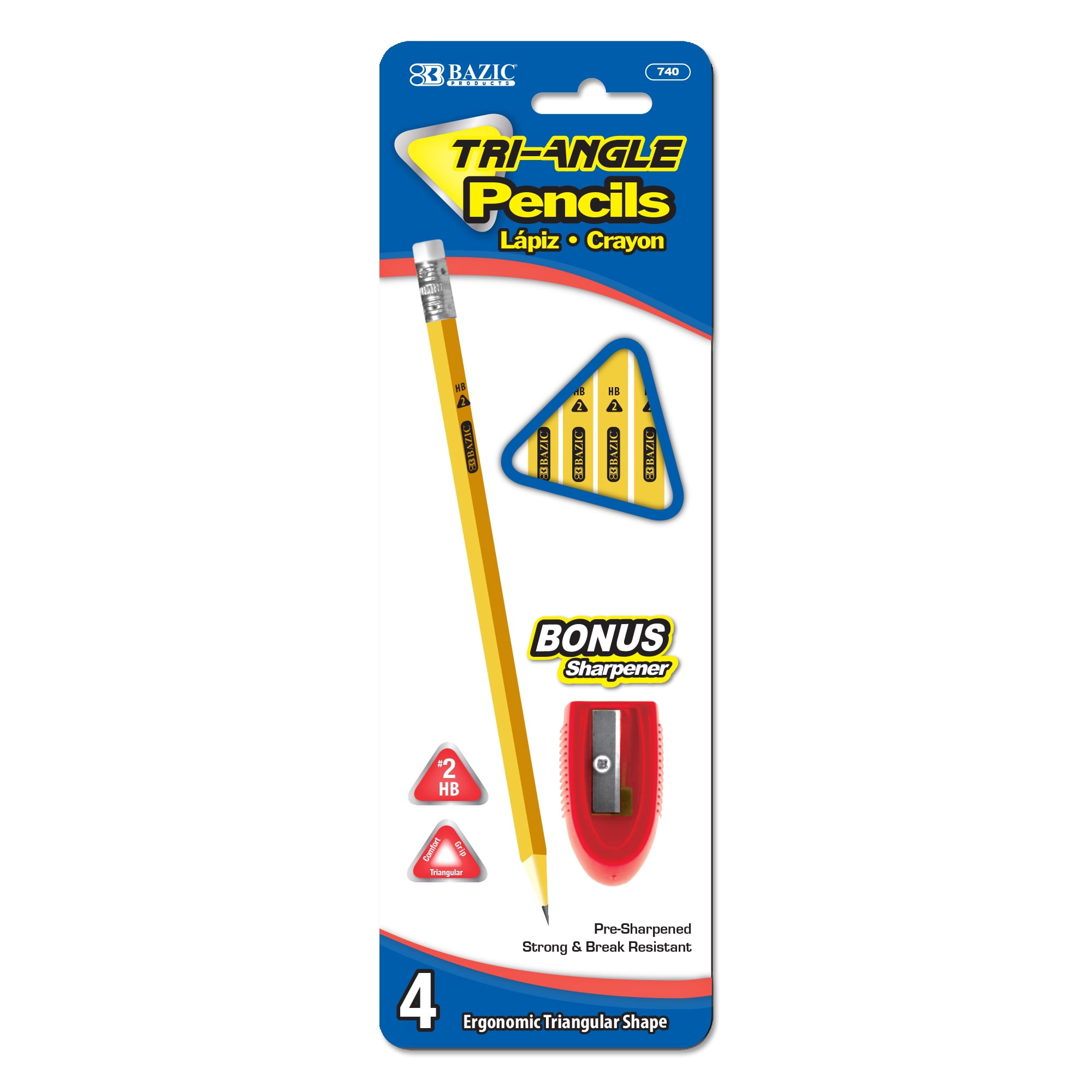 2 Packs BAZIC #2 The First Jumbo Premium Yellow Pencil Yellow, 4/ Pack 