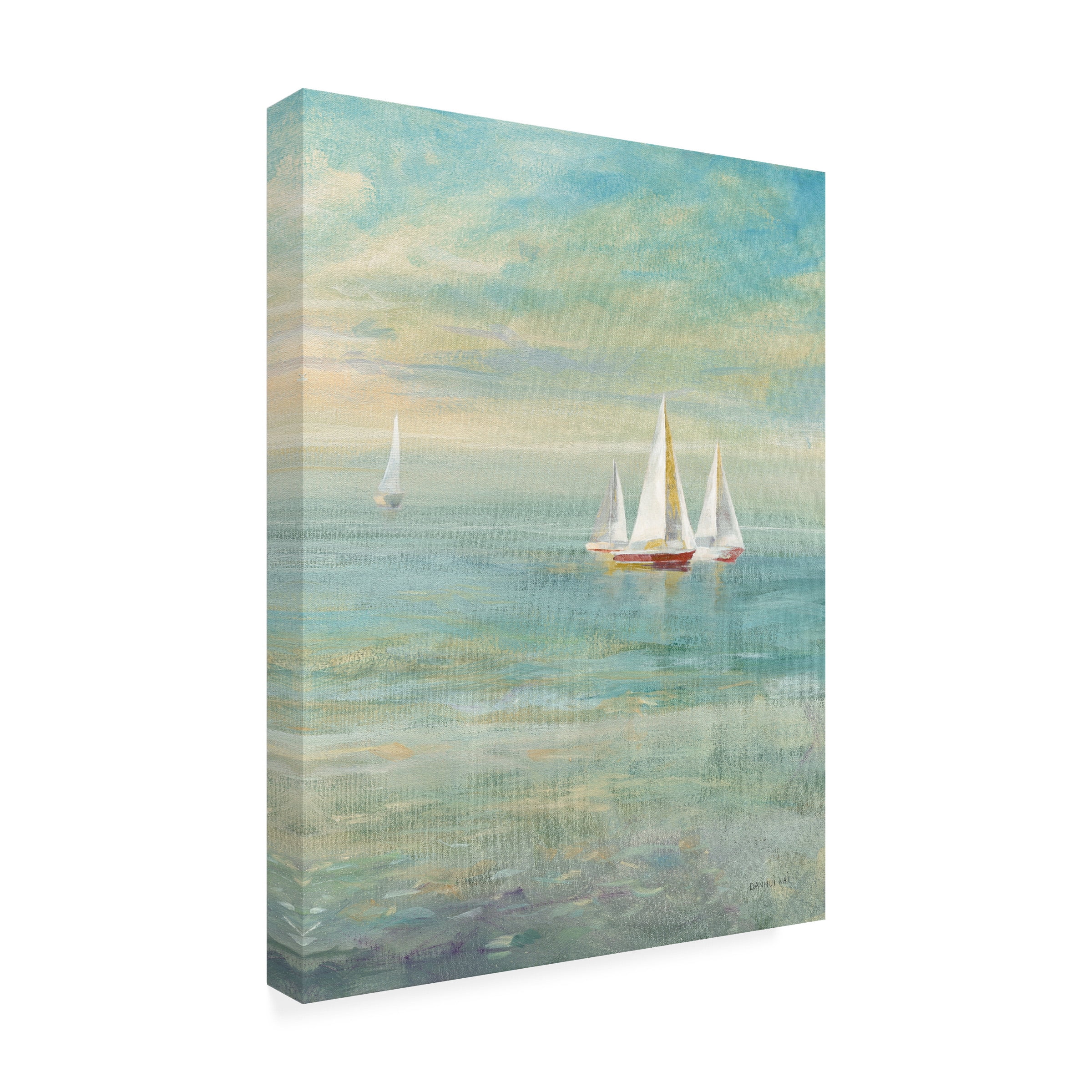 Trademark Fine Art 'Sunrise Sailboats II Nautical' Canvas Art by Danhui Nai