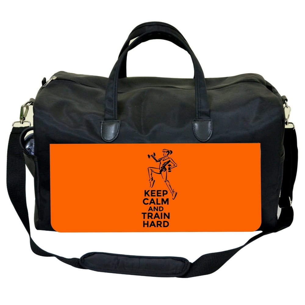 Accessory Avenue Keep Calm and Train HardOrange Large Black Duffel