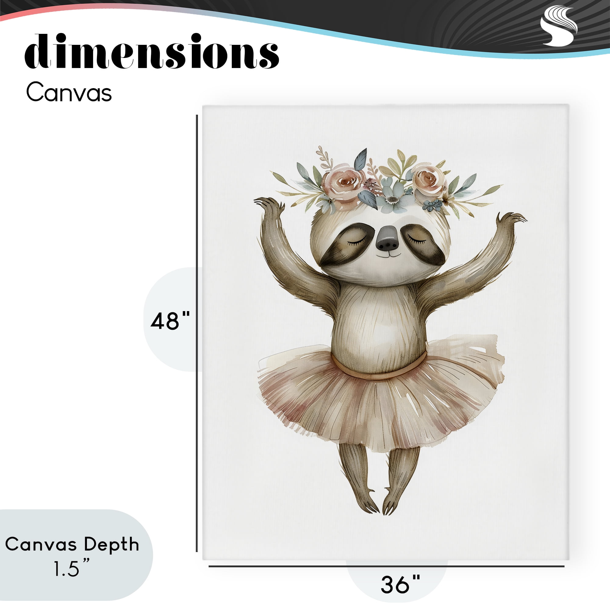 Stupell Industries Dreamy Sloth Ballet with Flowers Canvas Wall Art, design by LSR Design Studio