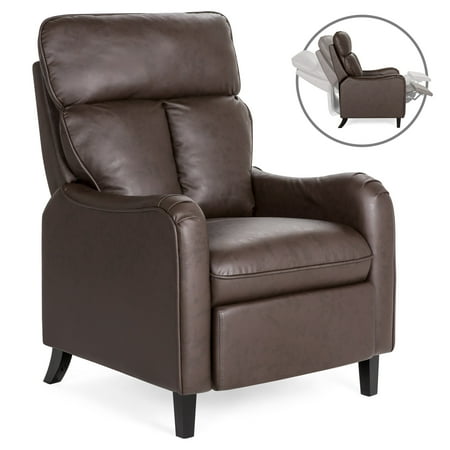 Best Price On Furniture Best Choice Products Upholstered Faux Leather English Roll Arm Chair Lounge Recliner Seat Home Furniture for Living Room, Bedroom with 160-Degree Reclining, Leg Rest, Brown ()