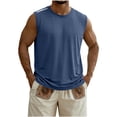 thumbnail image 3 of Men's Sleeveless Tank Top Cotton Athletic Muscle Tee Crew Neck Pullover Quick Dry Breathable Casual Running Gym Workout Beach Vacation Streetwear | TOPLIU,Blue L, 3 of 8