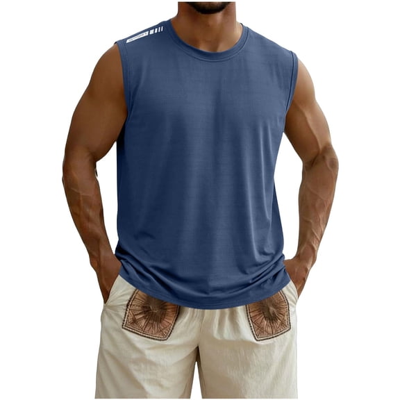 ZUKMRJPC Mens Casual Tank Tops Crewneck Solid Color Breathable Sleeveless Shirts Loose Fit Lightweight Muscle Gym T Shirts Tank Top for Men