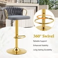 thumbnail image 5 of CQSXDA Set Of 2 Modern Velvet Braided Bar Stools With Adjustable Height Gold Metal Base Upholstered Bar Chairs, Gold,Gray, 5 of 14