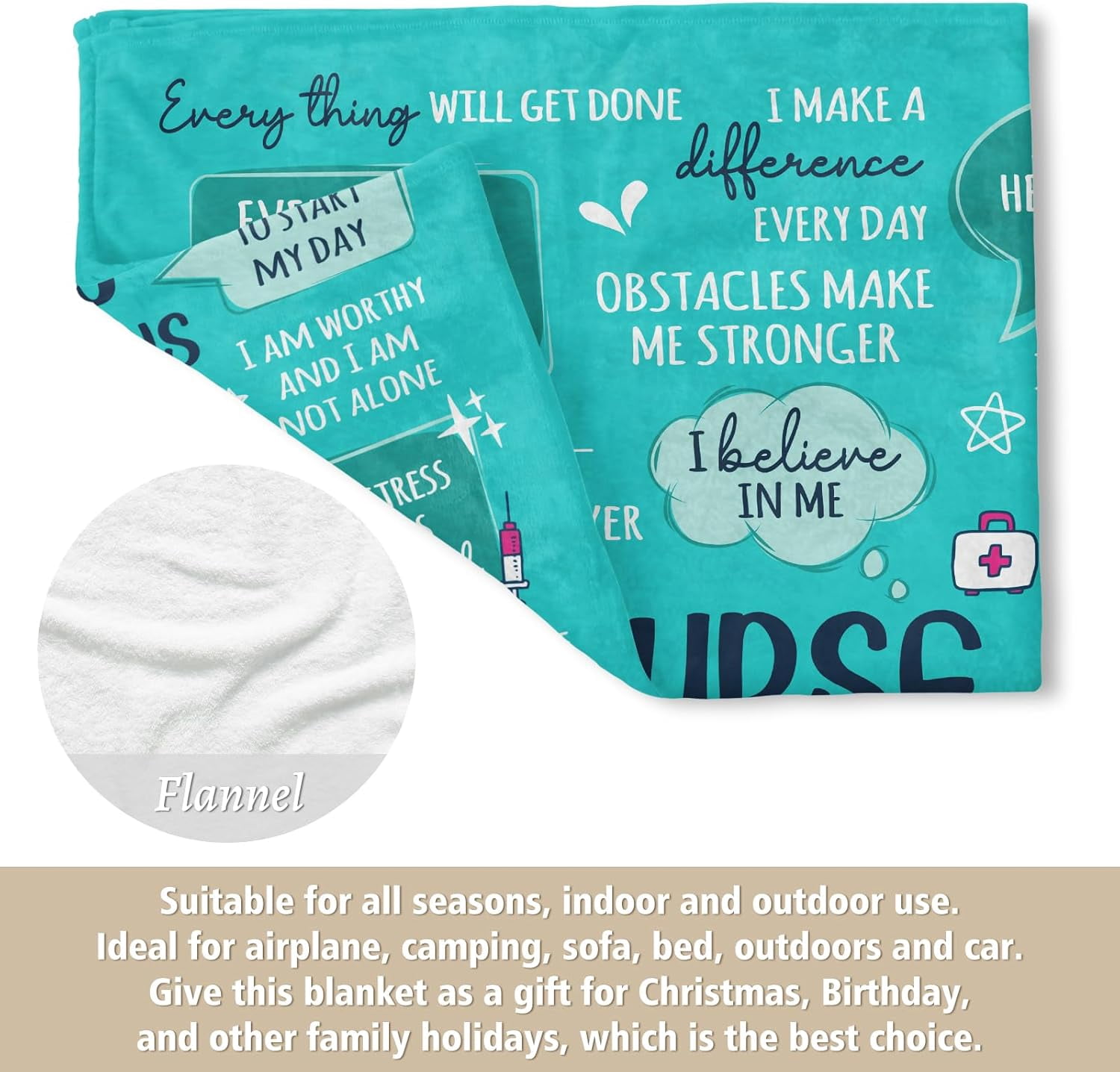 Nurse Gifts for Women Men, Nurses Week/Day/Appreciation Gifts- Soft Nurse Blanket with Daily Affirmations- LPN RN Gifts for Nurses, Nursing School Graduate Birthday Gifts