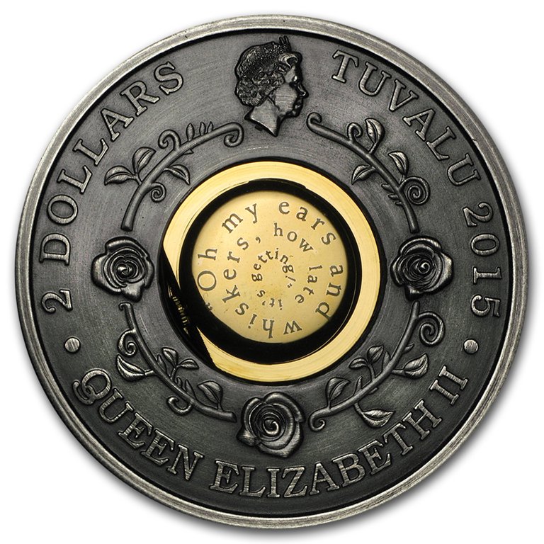 2015 Australia 2 oz Silver Alice in Wonderland Antiqued