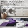 thumbnail image 5 of ODIKA 4'x6' Machine Washable Non-Slip Area Rug, Contemporary Rippled Wave Design Featuring Layered Shapes High Traffic Rug, Purple, 269844, 5 of 7
