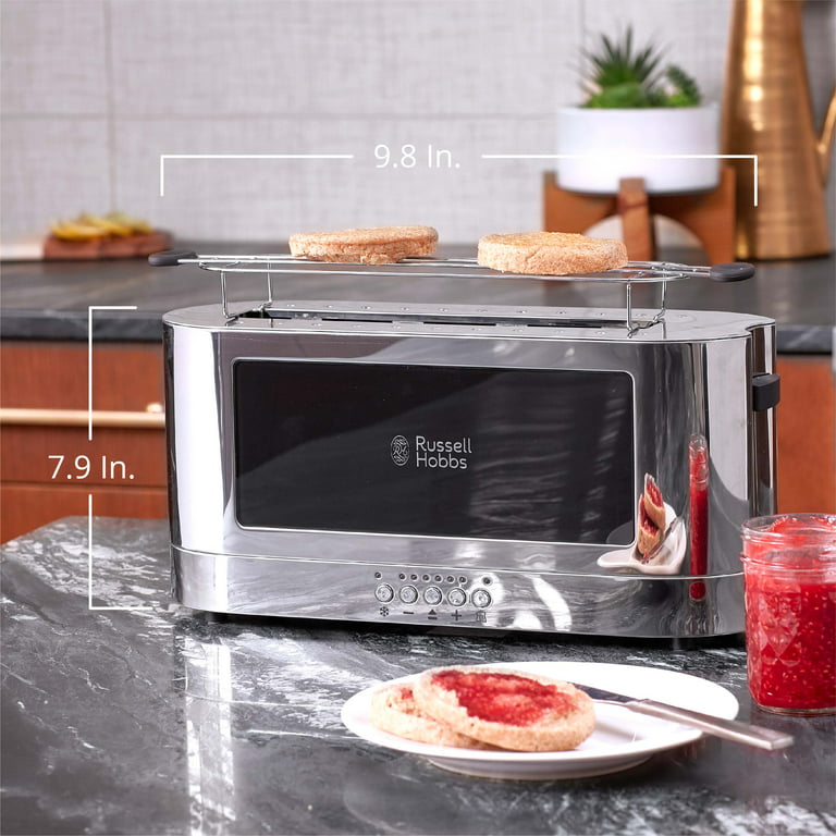 2-Slice Stainless Steel Long Toaster, Black Glass