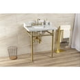 thumbnail image 4 of Kingston Brass LMS30M8SQ7ST Wesselman 30" Carrara Marble Console Sink with Stainless Steel Legs (8-Inch, 3-Hole), Carrara Marble White/Brushed Brass, 4 of 8