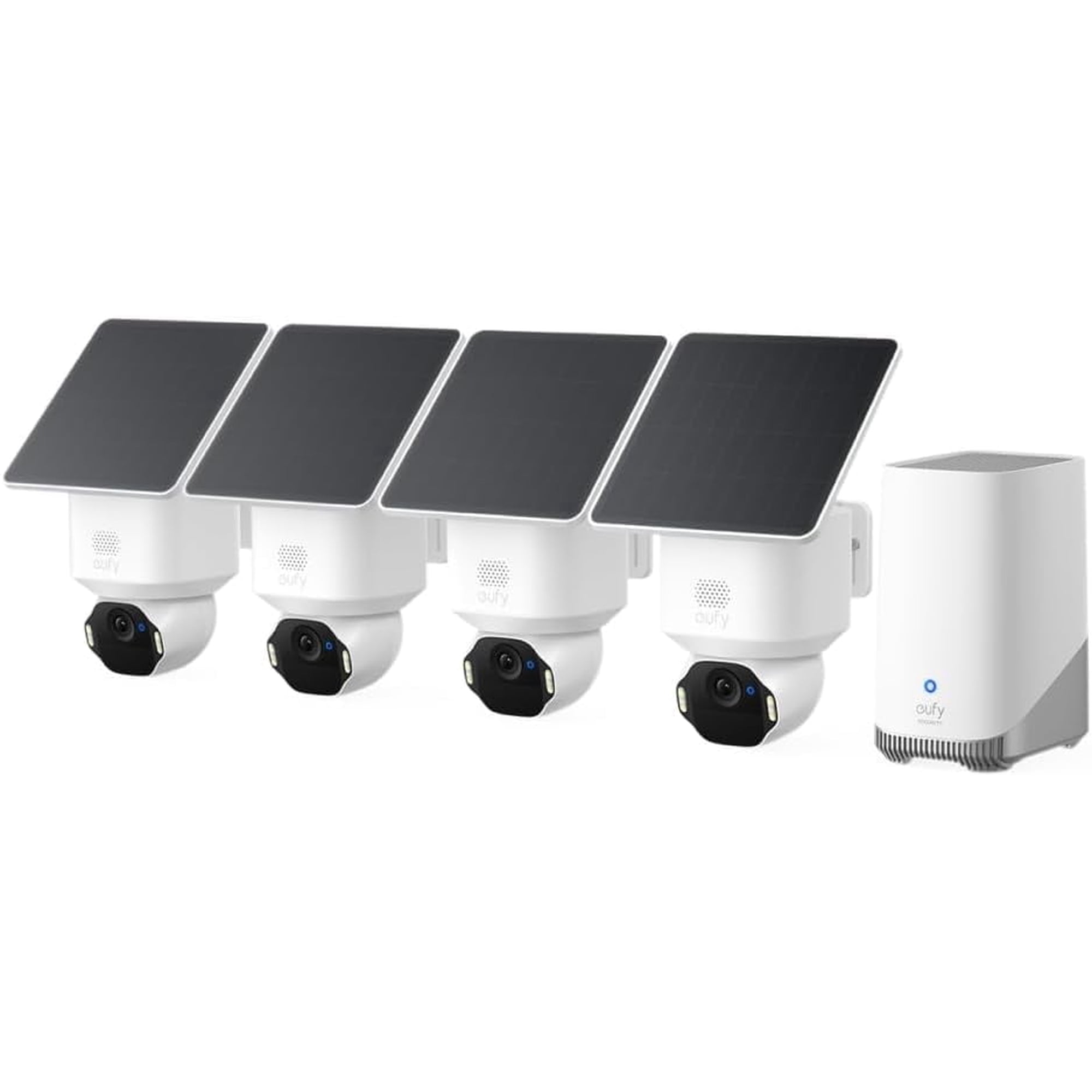 eufy Security SoloCam E42 4-Cam Kit (HomeBase S380), 4K Security Camera Wireless Outdoor, Solar Powered, AI Motion Tracking, Strobe Light, Pan & Tilt, Facial Recognition, Local Storage Up to 16 TB