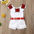 thumbnail image 7 of Bagilaanoe 2pcs Little Girls Short Pants Set  Off Shoulder Floral Embroidery Crop Tops + Shorts with Belt 1T 2T 3T 4T 5T 6T 7T Kids Casual Summer Outfits, 7 of 7