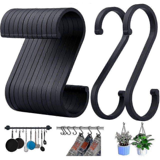 12 Pcs S Hooks Black, Aluminum Ideal In Kitchens, Closets, Garages p202411261195 S202412301873