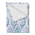 thumbnail image 2 of Watercolor Soft Flannel Fleece Blanket, Old Fashioned Floral Motifs Traditional Moroccan Elements Classical, Cozy Plush for Indoor and Outdoor Use, 50" x 70", Sea Green Violet Blue, by Ambesonne, 2 of 5