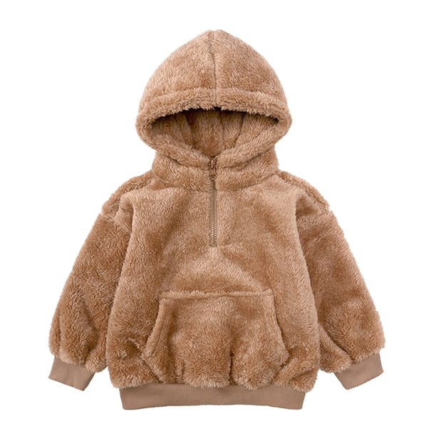 Gibobby Chamarra de forro polar para niños y niñasNiños pequeños Niños Niñas Casual Zip Up Fleece Chaqueta con capucha Abrigo Manga larga Espesar Prendas(Caqui, 7-8 Años)