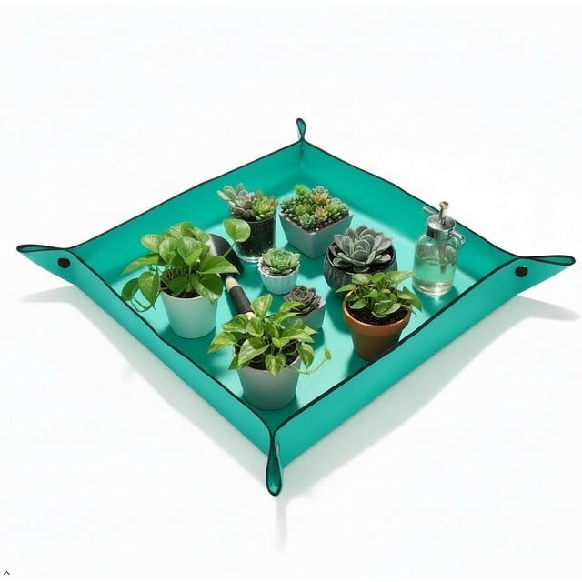 Tapete de polietileno para plantas de interior, bandeja impermeable para macetas de interior, almohadilla plegable para reposar bonsái, lona para espacio de trabajo de desorden de tierra