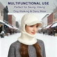 thumbnail image 2 of Beanie Hat for Women with Brim & Scarf Mask, 3 In 1 Fleece Lined Knit Hats, Winter Hats for Women Cold Weather, White, 2 of 8