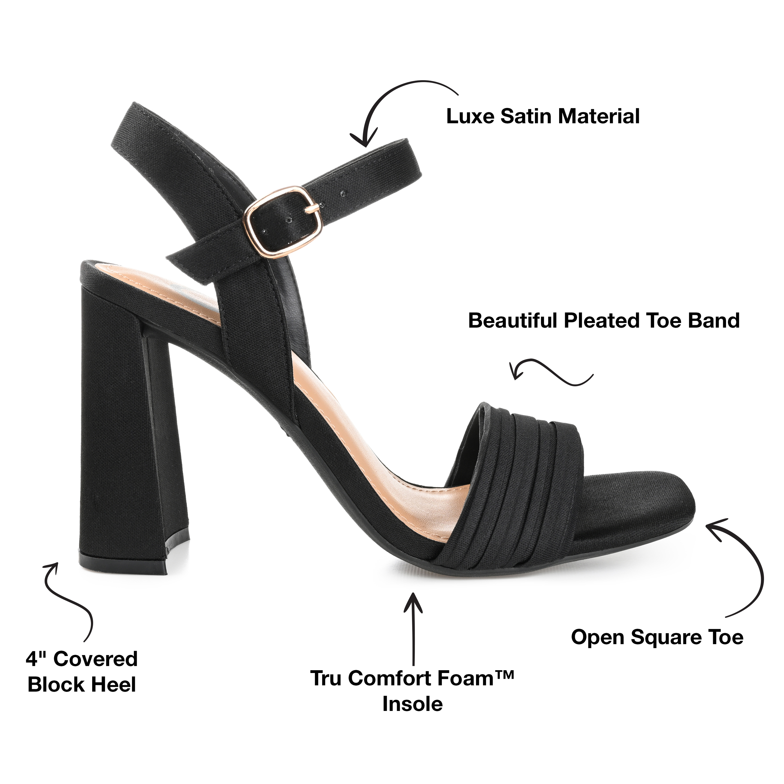 Journee Collection Womens Skiler Tru Comfort Foam Open Square Toe Block Heel Sandals