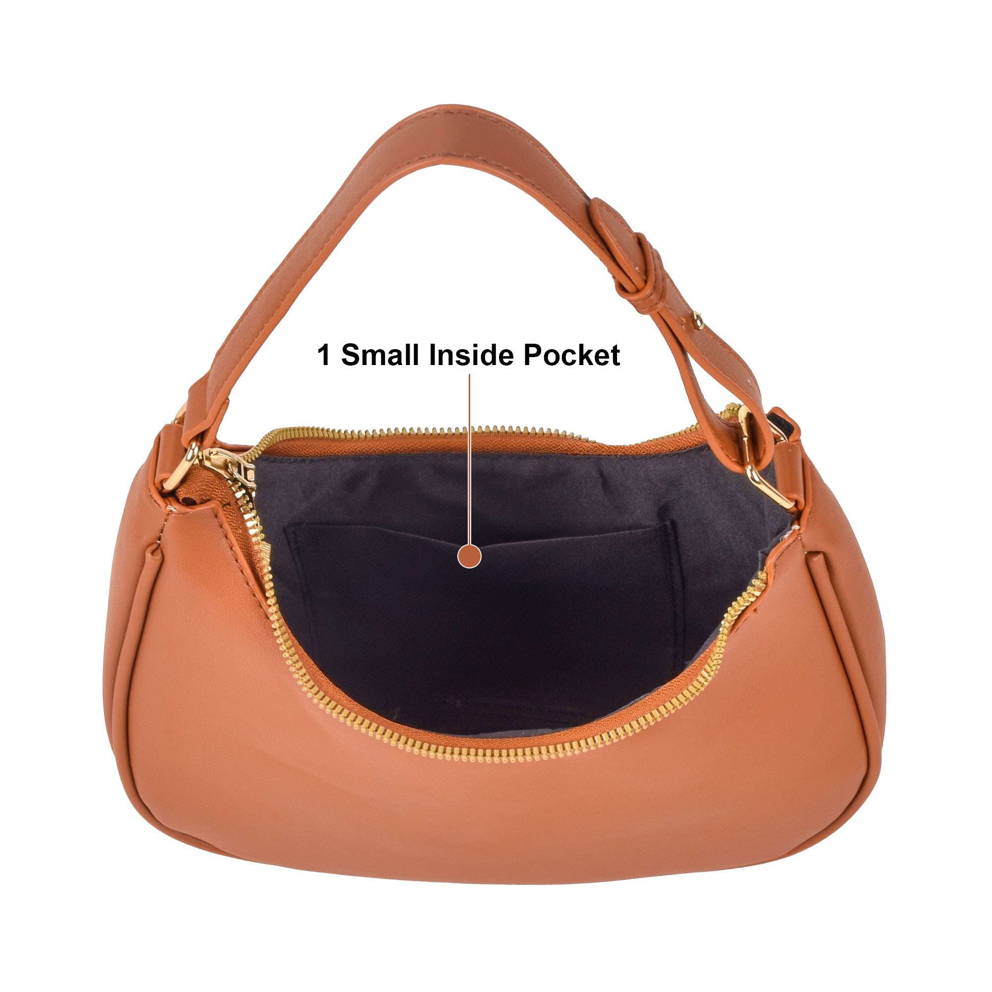 Spencer Shoulder Bag for Women Small Purse with Extension Strap Crescent Clutch Purse Leather Hobo Handbag Satchels, Black