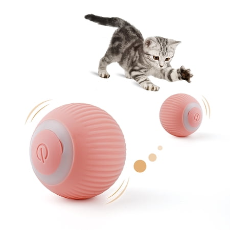 PETLESO Interactive Cat Toy Ball USB Charge with LED Light for Cat/Kitty Automatic Moving Cat Ball Toys, Pink