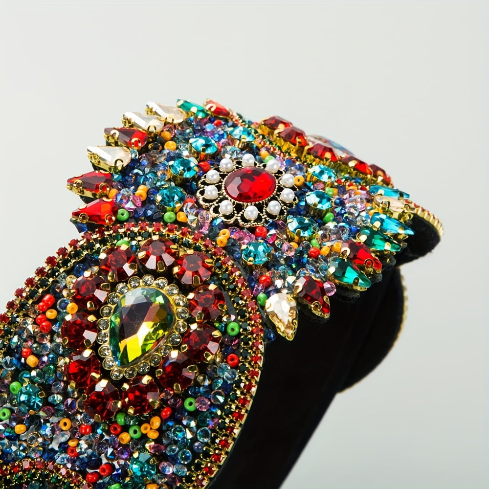 Elegant Vintage-Inspired Rhinestone & Floral Headband - Wide, Glamorous Hair Accessory for Women | Perfect for Parties & Formal Events