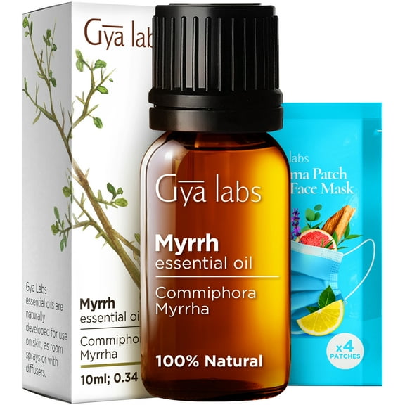 Gya Labs Myrrh Essential Oil for Diffuser - Calming and Tranquil Myrrh Essential Oil Soothing & Relaxing for Hair and Skin, Candle Making & Massage (0.34 fl oz)