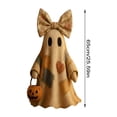 thumbnail image 4 of 25.6" Vintage Patchwork Ghost Statue with Pumpkin, Cute Halloween Tabletop Figurine, Rustic Fall Autumn Home Decor for Shelf, Mantle & Desk,(1 Pack), 4 of 9