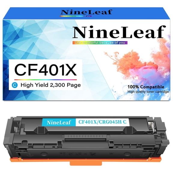 NineLeaf High Capacity Compatible Toner Cartridge Replacement for HP 201X CF401X work for Color Laser Jet MFP M277dw M252dw M277n M277c6 Printer (Cyan,1 Pack)