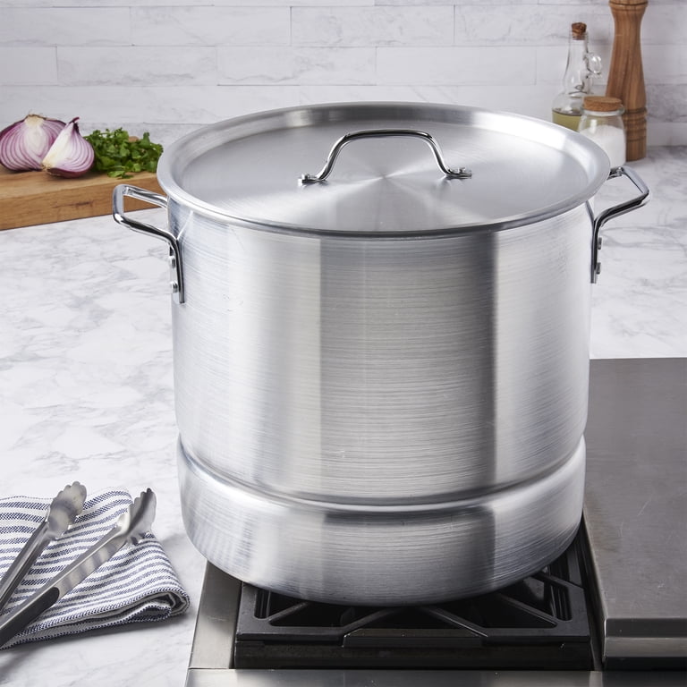 INFUSE Large 32Qt Aluminum Stockpot, Tamale Steamer with Big Batch