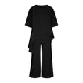 thumbnail image 4 of Facnwert Women's Solid Color Two-piece Short Sleeved Round Neck Loose Casual Irregular Hem Set, 4 of 8