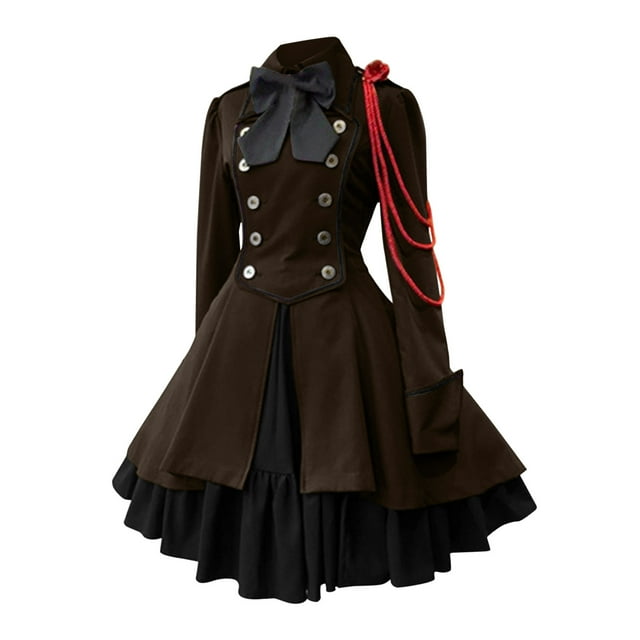 Kcodviy Robe pour Femme Style Rétro Robe Gothique Noire Courte Couleur Unie Manches Trompette Robe Gothique Noire pour Femmes Longue Robe de Princesse