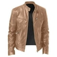 thumbnail image 3 of Mens Leather Bomber Jackets Clearance Sale,Men Faux Leather Jacket,Leather Motorcycle Jacket Vintage Stand Collar Biker Zip Leather Jacket Slim Fit, 3 of 4