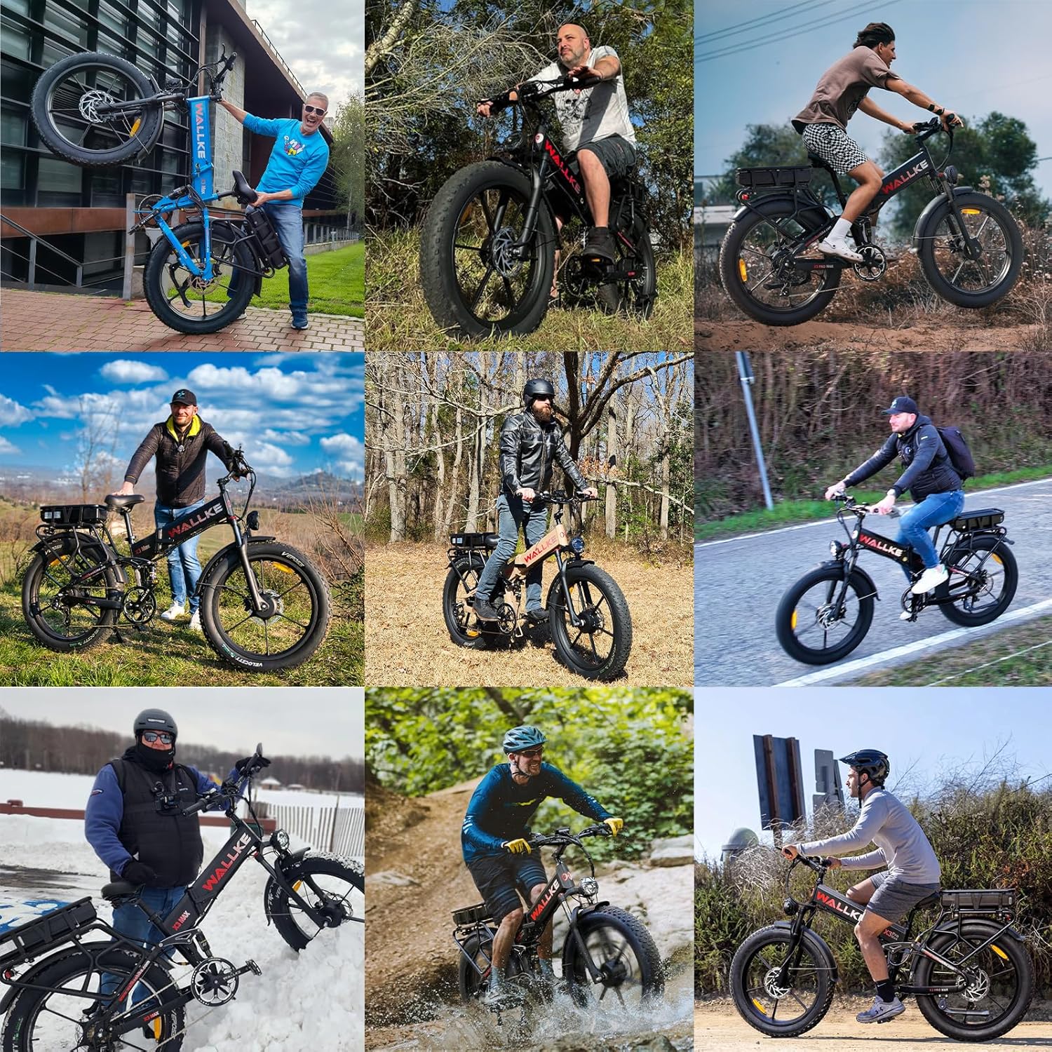 W Wallke 48V 22Ah Foldable Electric Mountain Bicycles,  2800W Dual Motor Ebike, Long Range E-Bike , 26" Fat Tire All Terrain 31-35MPH Fast Ebike Adults, Full Suspension Offroad City E-Bicycle, UL2849