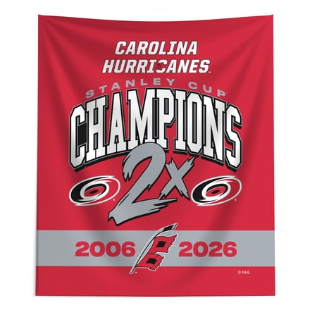 The Northwest Group Carolina Hurricanes Two-Time Stanley Cup Champions 50 x 60 Wall Hanging