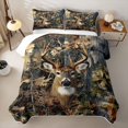thumbnail image 2 of Meiyoeat Jungle Animal Deer Print Bed Spread Queen,Autumn Oak Leaves Pattern Queen Coverlet Set,Brown Green, 2 of 7