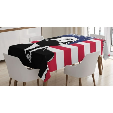 

Americana Tablecloth Black and White Martin Luther King Portrait United States Flag and Famous Quote Rectangular Table Cover for Dining Room Kitchen 60 X 84 Inches Multicolor by Ambesonne