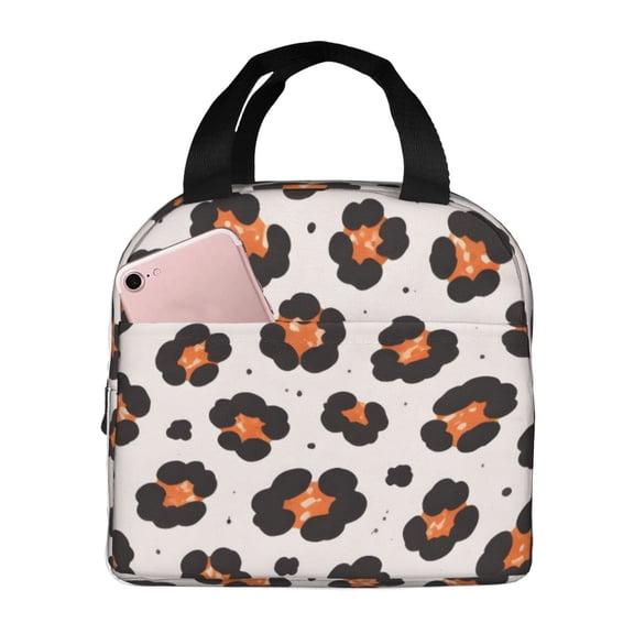 Leopard Print Lunch Bag Reusable Thermal Lunch Box with Handle for Women and Men
