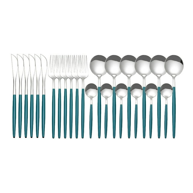 Yeacher 24Pcs Stainless Steel Dinnerware Set Kitchen Cutlery Set Knife Fork Spoon Flatware Tableware Minimalist
