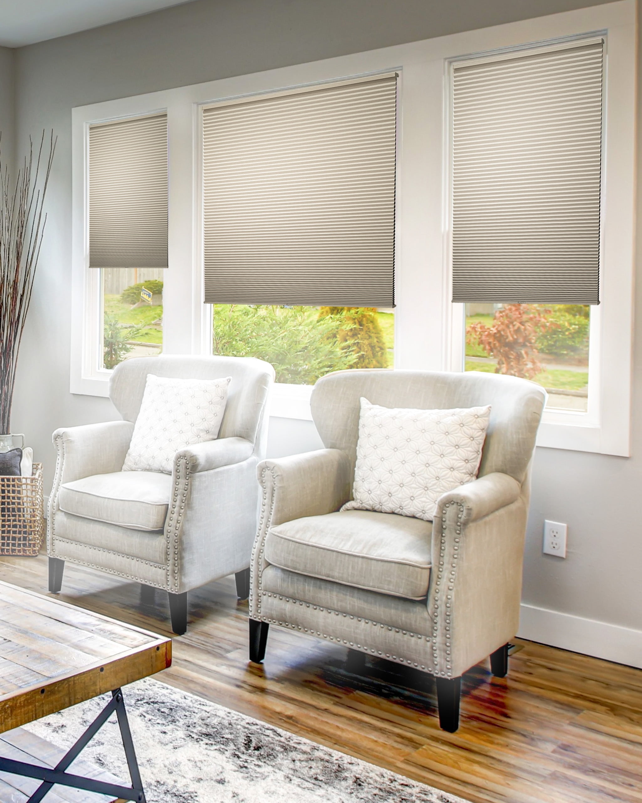 Chicology Cordless Cellular Shade Blackout, Khaki Grey 52.25"W x 72"H