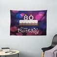 thumbnail image 1 of 80th Birthday Decorations Tapestry, Abstract Backdrop with Birthday Party Cake and Candles, Wall Hanging for Bedroom Living Room Dorm Decor, 60W X 40L Inches, Purple Pink and Lilac, by Ambesonne, 1 of 2
