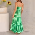 thumbnail image 4 of weeloloe Dresses for Women 2024 Casual Summer Sleeveless Spaghetti Strap Stipe Swing Flowy Tiered Ruffle Beach Sundress Loose Hem Party Daily Formal Club Midi Dress Green XL, 4 of 6