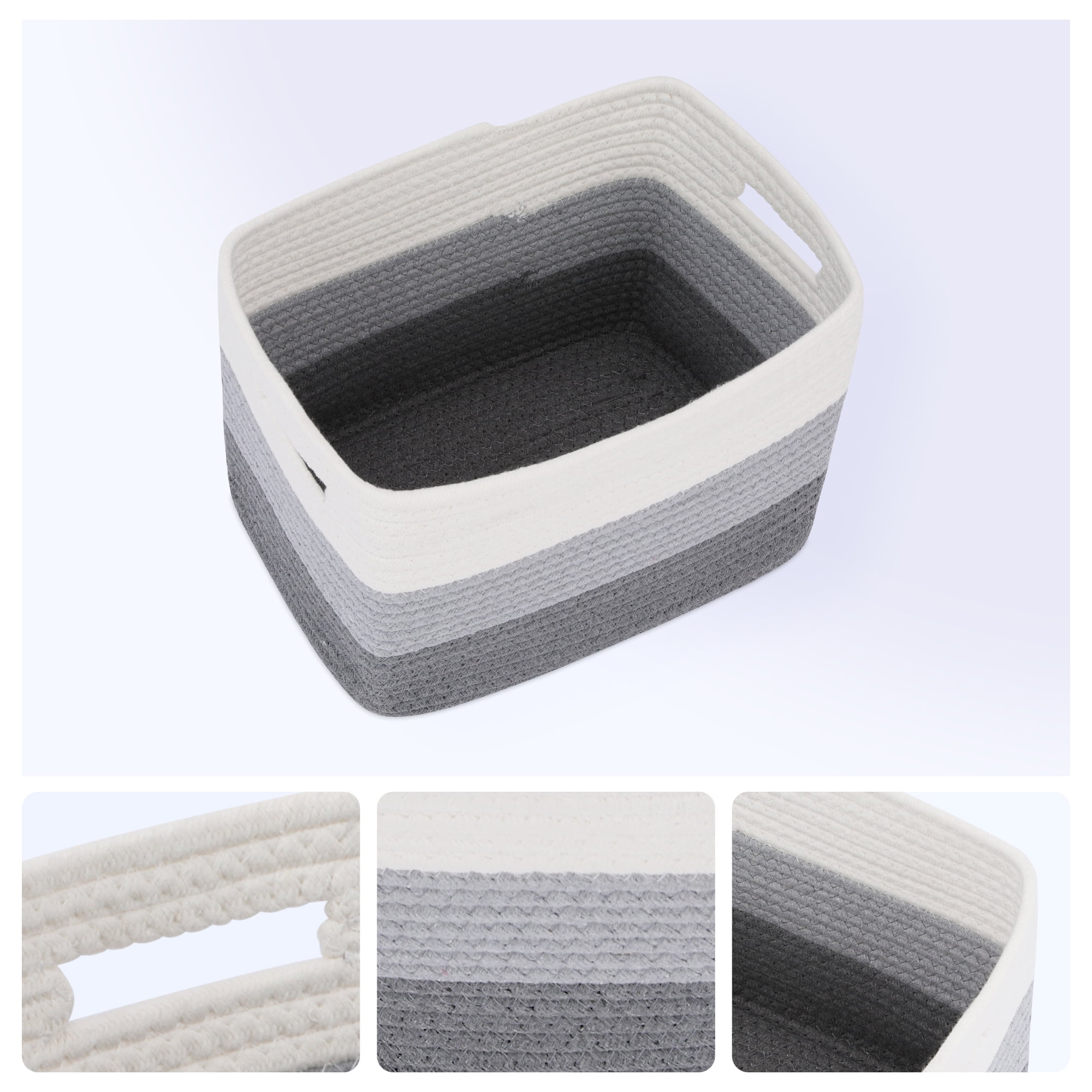 Unique Bargains Storage Basket with Handles Gray 15*9.8*9.1in