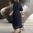 thumbnail image 5 of Women’s V Neck Midi Dress with Kimono Sleeves and Waist Tie Loose Fit Lightweight Flowy Casual Style for Daily Wear Black L, 5 of 6