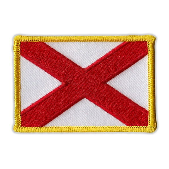 Motorcycle Jacket Embroidered Patch - Alabama State Flag - Vest, Cut, Leathers - 3.25" x 2.25"
