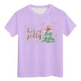 thumbnail image 5 of Ulanda Toddler Girl Christmas Shirt Kids Xmas Tshirt Cotton Short Sleeve Tee Top 2-10 Years (Light Purple, 13-14Years), 5 of 5